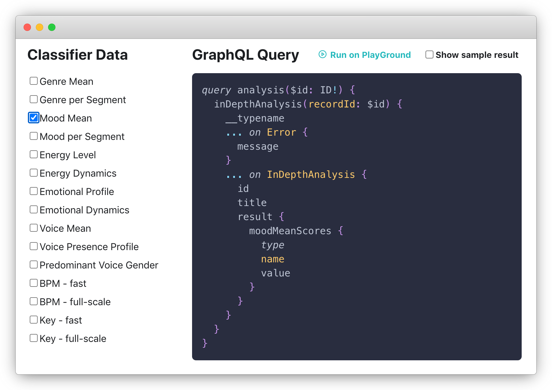 Screenshot: Query Builder